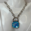 Light Turquoise Crystal Necklace, Swarovski Crystal Statement Necklace sgl 0515 e