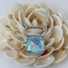 Summer Blue Crystal Necklace, 23mm Square Crystal Pendant sgl 0517 d
