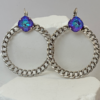 Oversized Statement Hoop Earrings, Bahama Blue Crystal Earrings sgl 0528 b