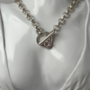 Silver Toggle Necklace, Clear Swarovski Crystal Necklace sgl 0544 g
