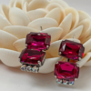 Fuchsia Crystal Statement Earrings, Oversized Emerald Cut Crystal Earrings sgl 0553 c