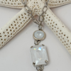 Long Crystal Pendant Necklace, Electric White Swarovski Crystal Necklace sgl 0555 e