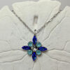 Blue Crystal Sunburst Necklace, Sapphire Statement Necklace sgl 0556 c