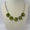 Olivine Green Crystal Statement Necklace, Large Round Crystal Necklace sgl 0559 e